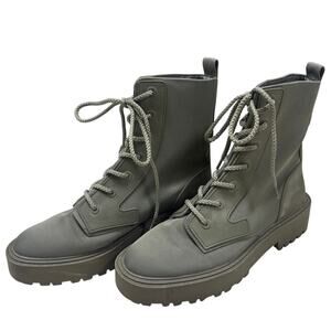 ZARA Grey Lace‑Up Boots 🤎 Rugged Canvas Combat Style 🤍 Size 39